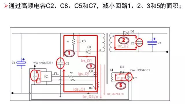 電源適配器利用高頻電容，減少回路面積