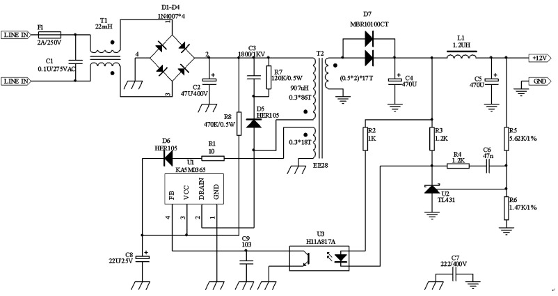 12V電源適配器電路參數(shù)設(shè)計(jì)